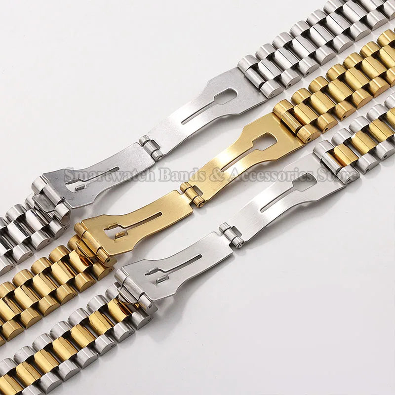 20Mm Stainless Steel Watch Strap for Rolex for Water Ghost Wrist Band Curved End Silver Gold Bracelet Men Women Sport Watch Band