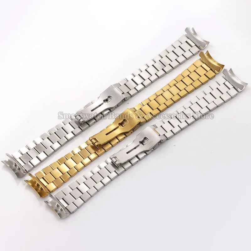 20Mm Stainless Steel Watch Strap for Rolex for Water Ghost Wrist Band Curved End Silver Gold Bracelet Men Women Sport Watch Band