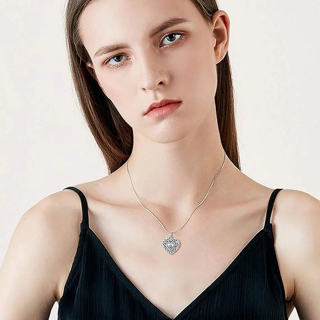925 Sterling Silver Heart Urn Necklaces Engraved Pawprint Forever in My Heart Cremation Keepsake Necklace for Ashes Pet Ashes Jewelry Gift for Women
