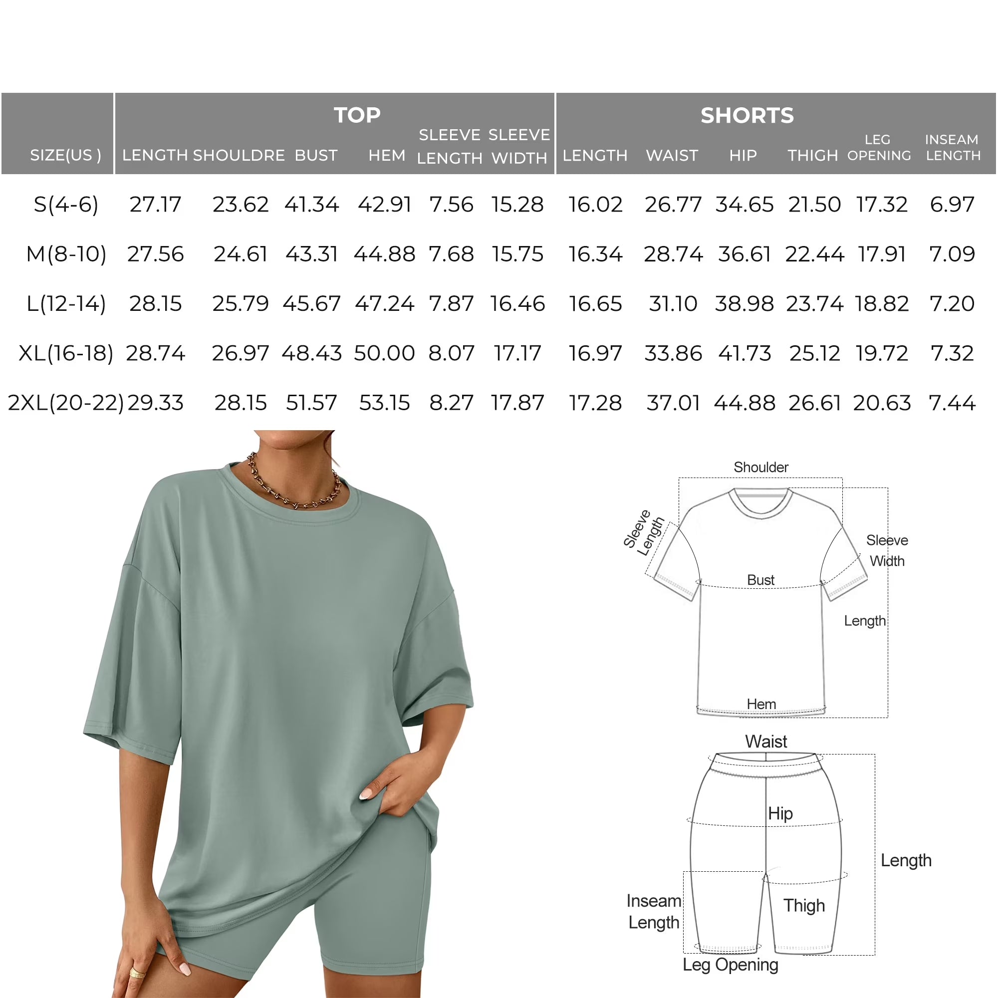 2 Piece Outfit for Women Lounge Sets Oversized Tshirts Matching Biker Short Summer Clothing, Sizes S-2XL