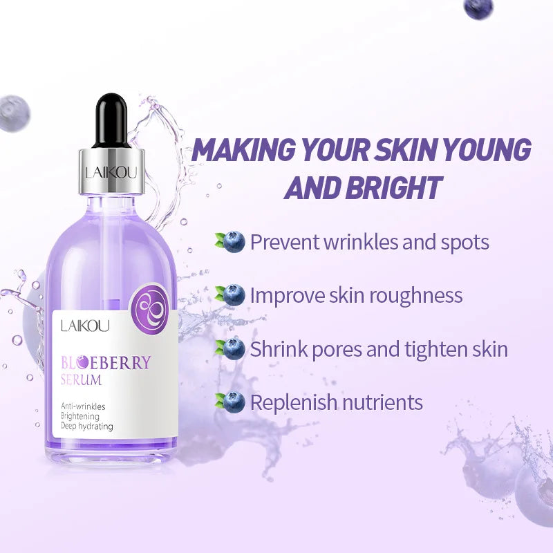 100Ml Blueberry Face Essence Refreshing Hyaluronic Acid Facial Serum Shrink Pores Oil-Control Moisturizing Skin Care Products