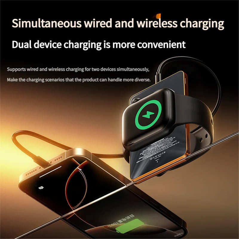 Original Qi2 Powerbank Wireless Charger for Apple Iwatch 10 9 8 Magsafe Power Banks External Battery for Iphone 17 16Airpods Pro