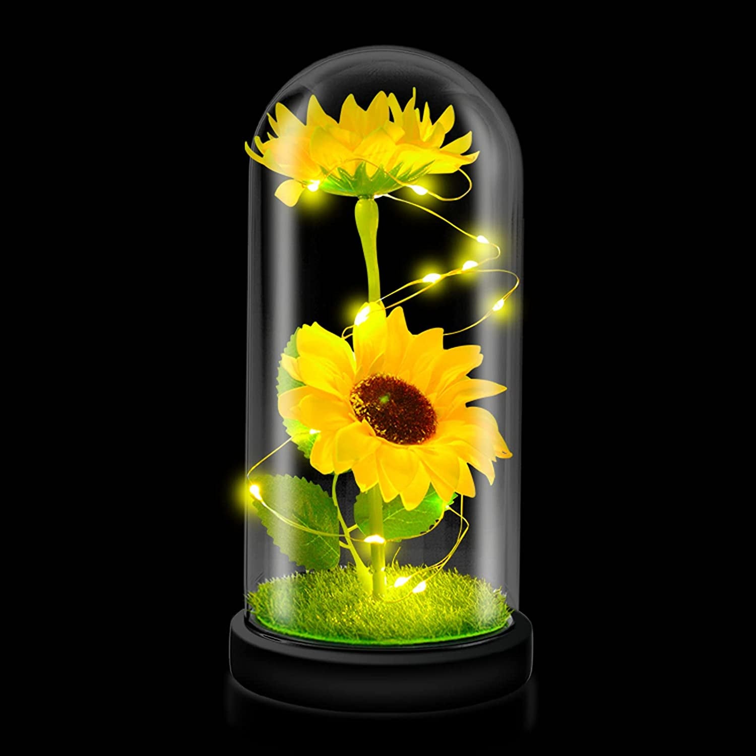 Mothers Day Sunflower Gifts for Women,Sun Flowers Home Decor,Preserved Sunflower in Glass Dome,Present for Christmas,Birthday,Mothers Day