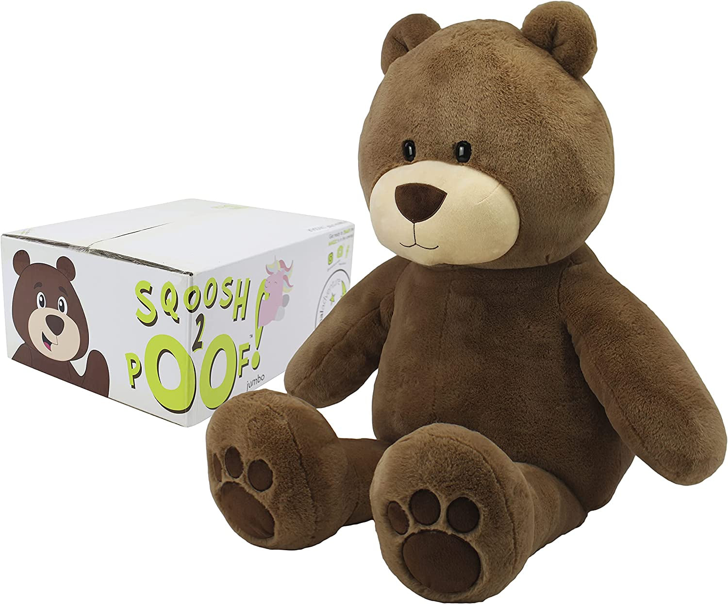®| Sqoosh2Poof™| Jumbo Plush Character Compressed inside Small Box | 54" Bear
