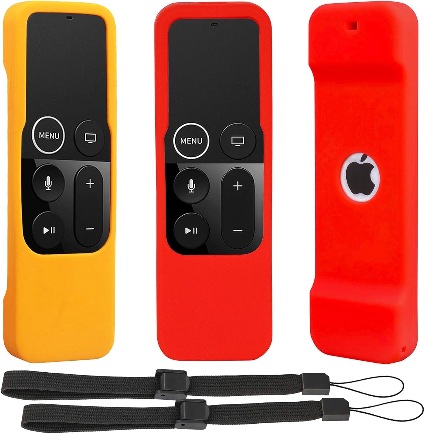 [2 Pack] anti Slip Remote Protective Case Compatible for Apple TV 4K 4Th Generation Siri Remote Controls -  Silicone Skidproof Shockproof Cover Skin for TV 4 4K Remote (Red + Orange)