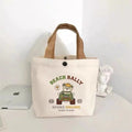 Cute Bear Canvas Tote Food Bag Women Japanese Peach Lunch Bag Korean Mini Handbags Lunch Box Cloth Picnic Travel Storage Bags