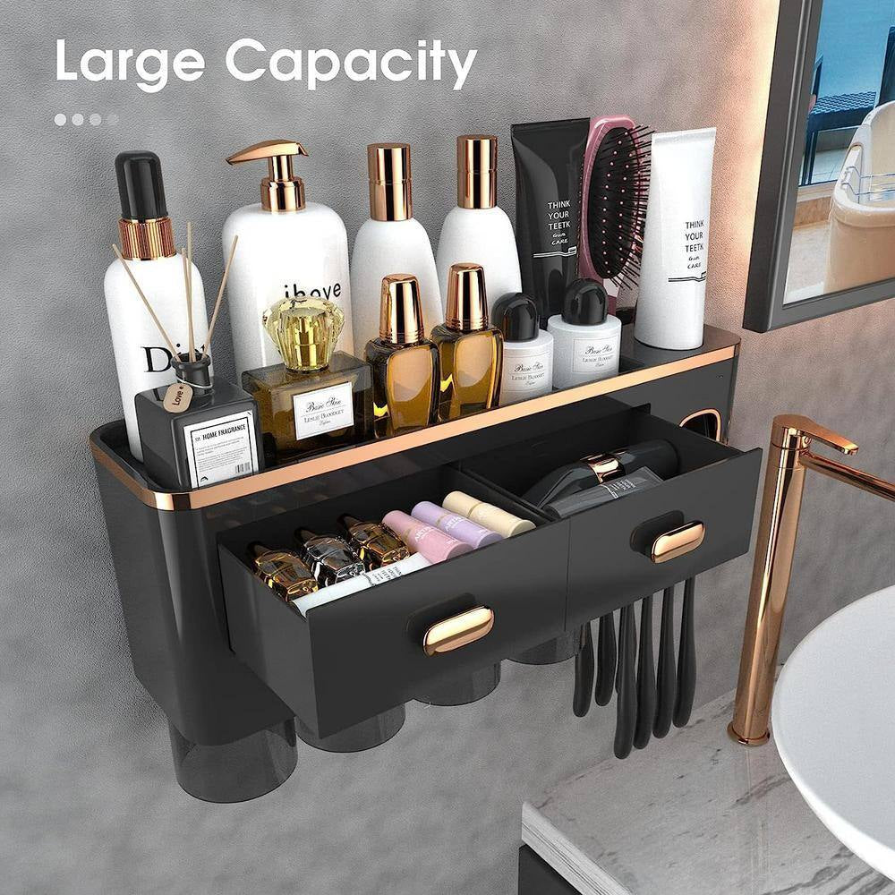 Toothbrush Holders for Bathrooms - Black Gold 4 Cup