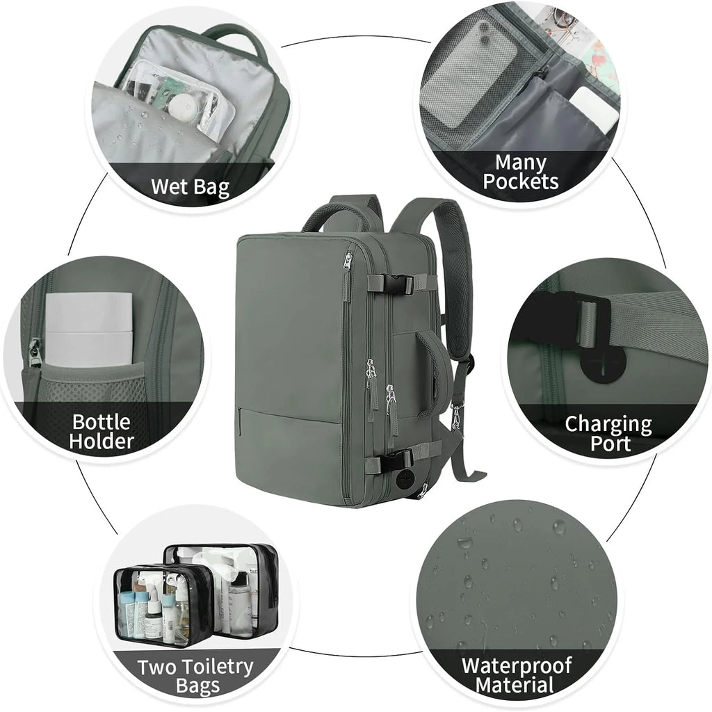 Extra Large Travel Backpack,Carry on Backpack,17 Inch Laptop Backpack,Hiking Backpack,School Bag,Olive Green