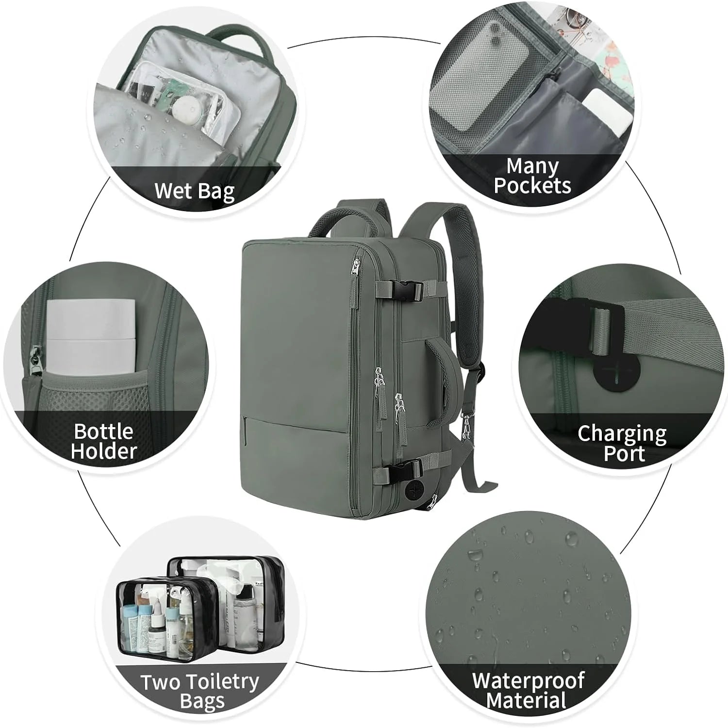 Extra Large Travel Backpack,Carry on Backpack,17 Inch Laptop Backpack,Hiking Backpack,School Bag,Olive Green