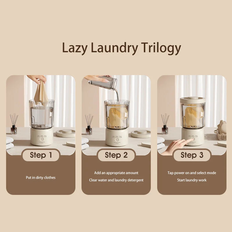 1.6L Mini Power Washer 4000Mah 3-Speed Adjustable for Travel Socks Underwear Cordless Portable Clothes Washing Cups