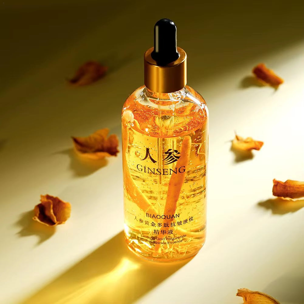 100Mlgold Ginseng Face Essence Polypeptide Lightening Skin Moisturizing Facial Serum Smoothing Skin Care Products Deep Hydration
