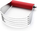 Large Red Dough Blender for Baking, Professional Heavy Duty Dough Cutter Tool with Thick Blades, Stainless Steel Puff Pastry Cutter Tool, Dishwasher Safe Pastry Blender for Easy Mixing