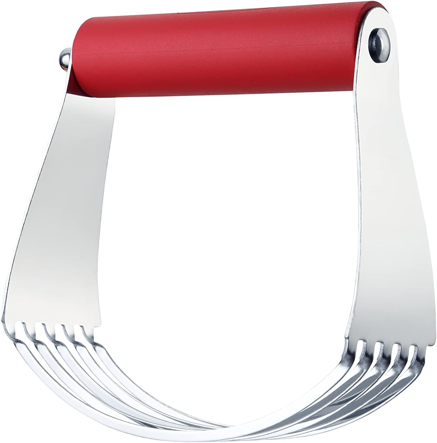Large Red Dough Blender for Baking, Professional Heavy Duty Dough Cutter Tool with Thick Blades, Stainless Steel Puff Pastry Cutter Tool, Dishwasher Safe Pastry Blender for Easy Mixing