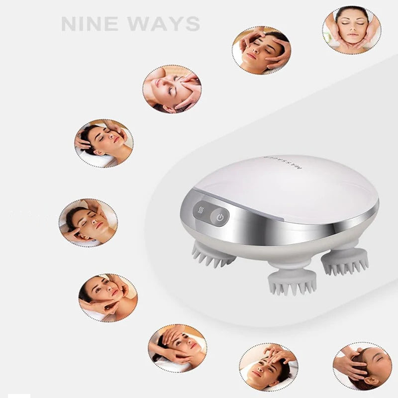Small Portable Scalp Massagers Hot Compress Red Light Massage Waterproof Stress Relief Head Spa Massage Vibration Kneading