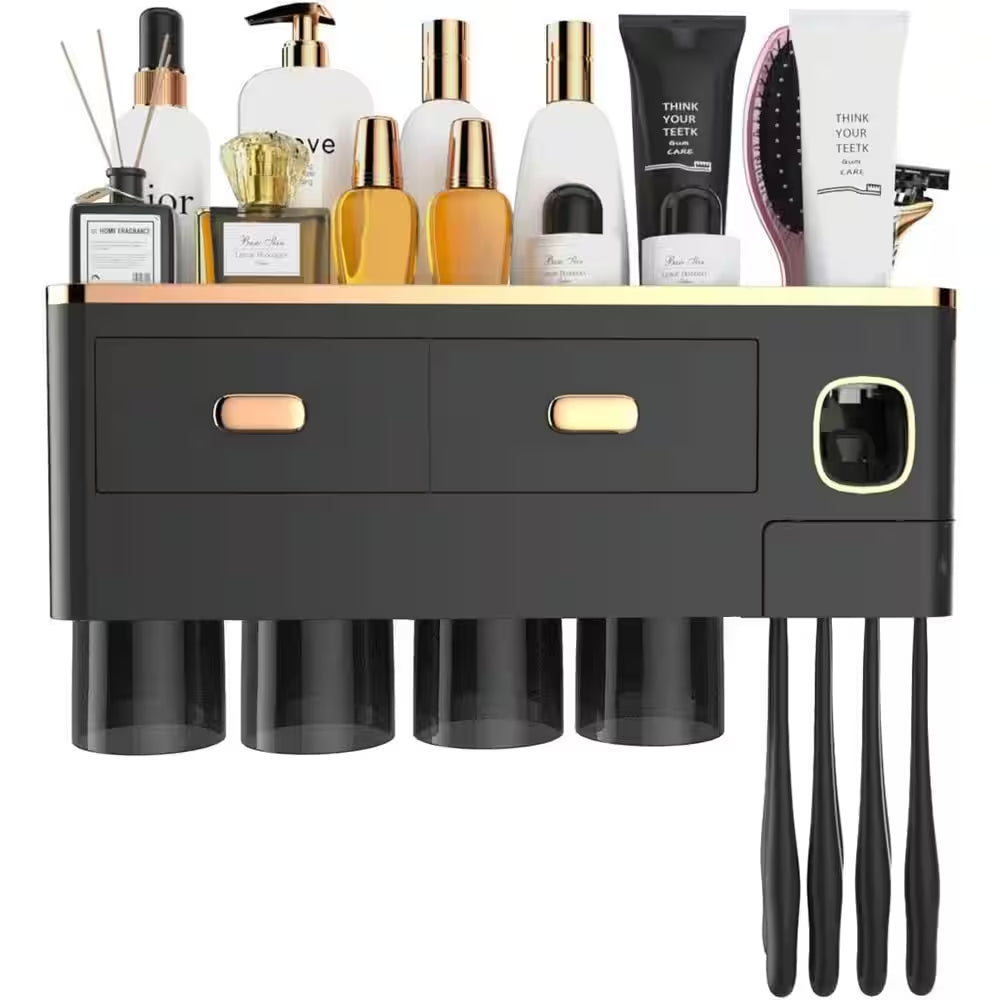 Toothbrush Holders for Bathrooms - Black Gold 4 Cup