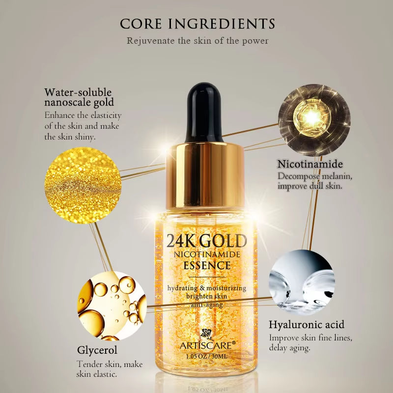24K Gold Serum 3Pcs/Set for Facial Care Eye Cream Moisturizing Face Essence Skin Care Products