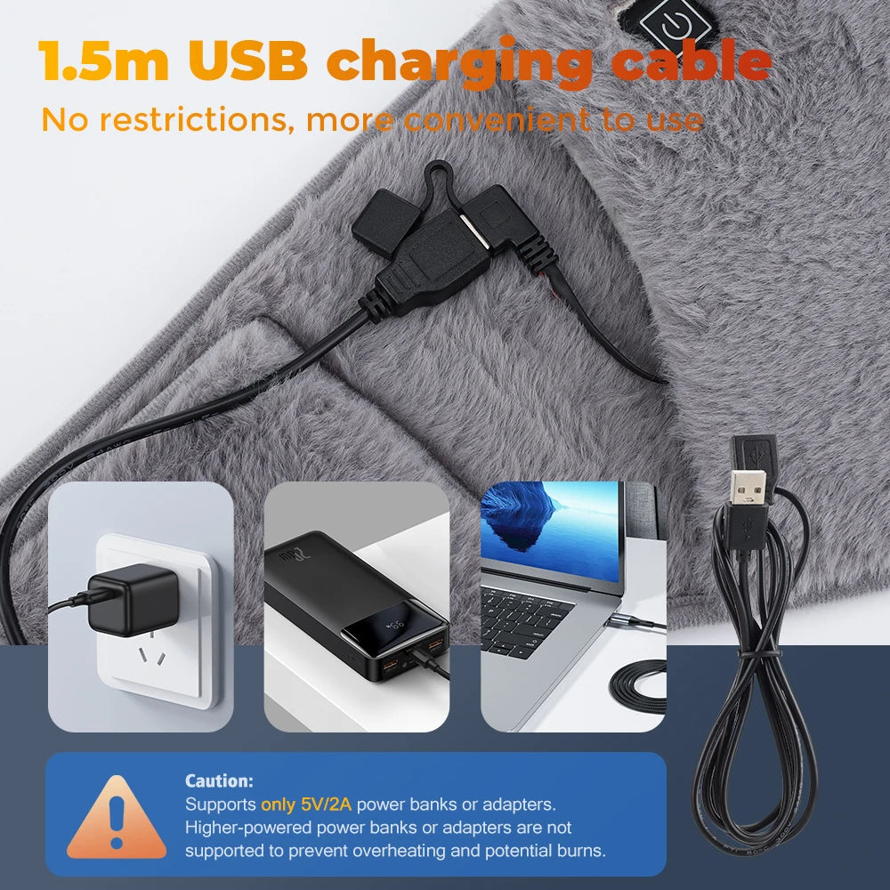 Electric Uterus Warming Belt Waist Hand Warmer Gloves Heating Pad Graphene 3-Level Temp Office/Travel/Cold Day Menstrual Relief
