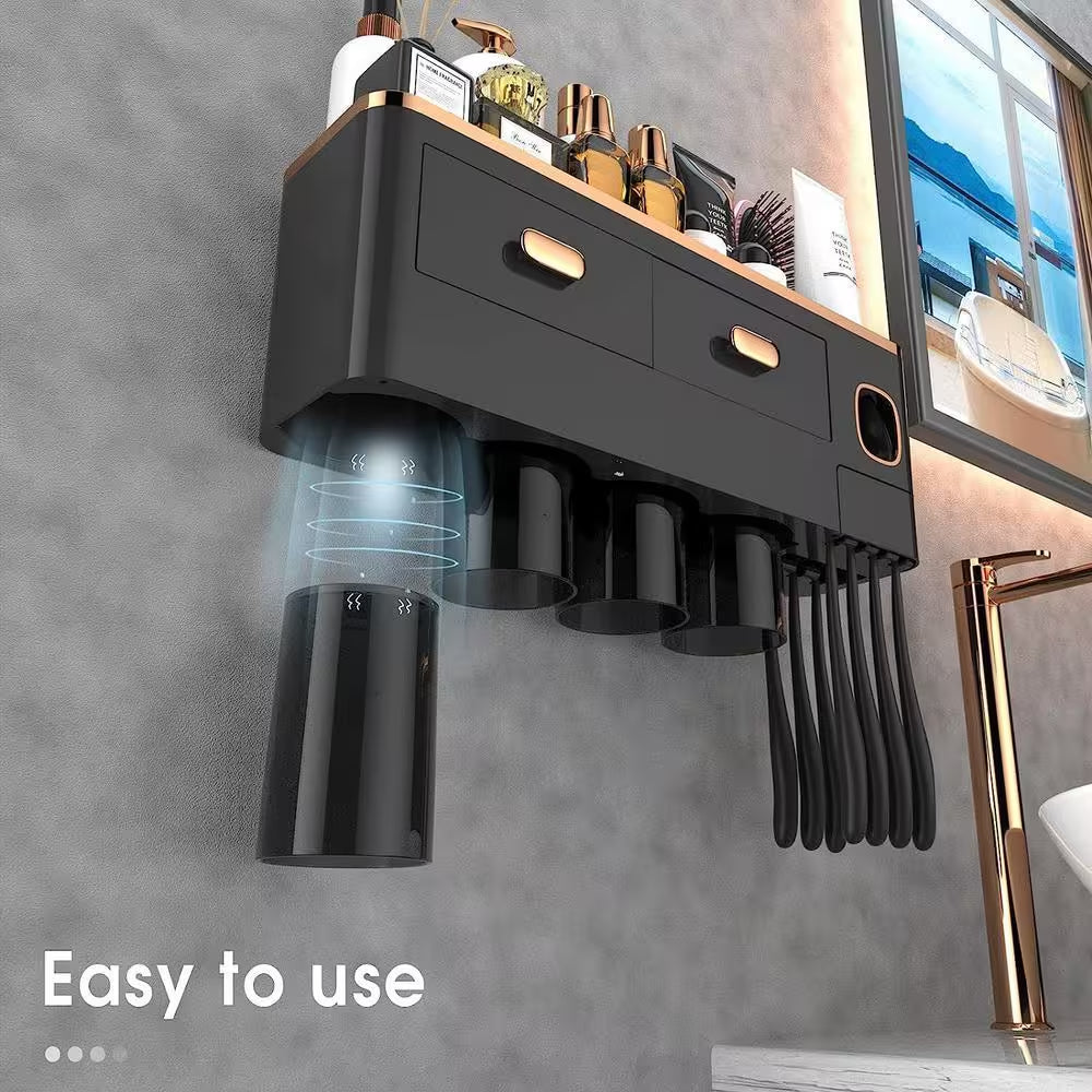 Toothbrush Holders for Bathrooms - Black Gold 4 Cup