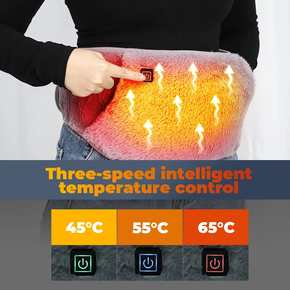 Electric Uterus Warming Belt Waist Hand Warmer Gloves Heating Pad Graphene 3-Level Temp Office/Travel/Cold Day Menstrual Relief